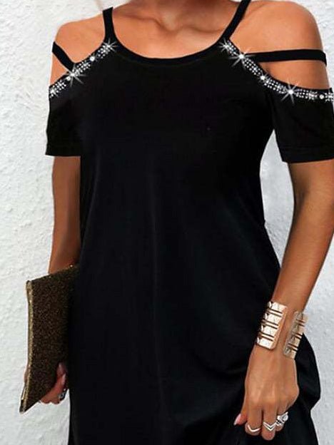 Women's Dresses Sequin Panel Sling Off-Shoulder Dress