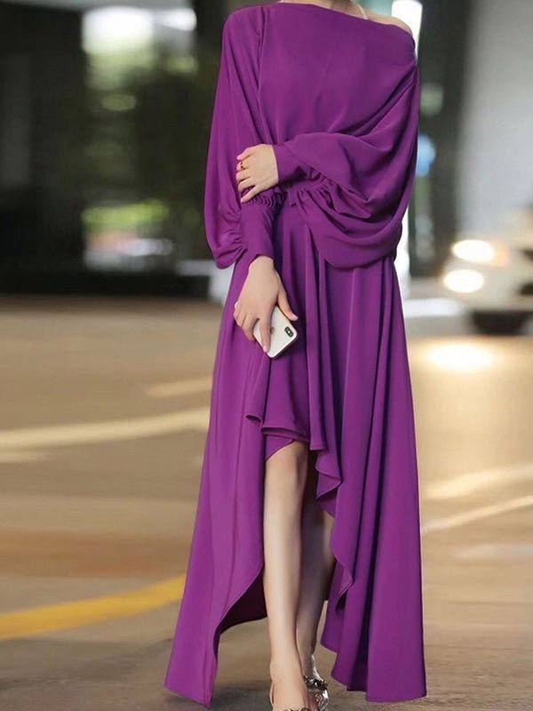 Women's Dresses Solid Lantern Long Sleeve Irregular Dress