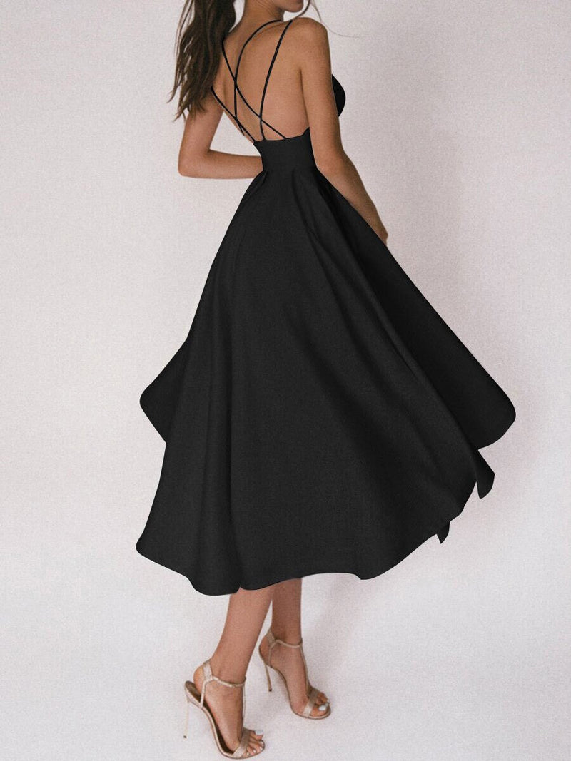 Women's Dresses Solid Sling Bare Back Sleeveless Dress