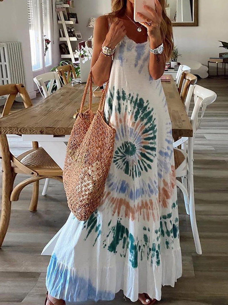 Women's Dresses Tie Dye Print Sling Sleeveless Dress