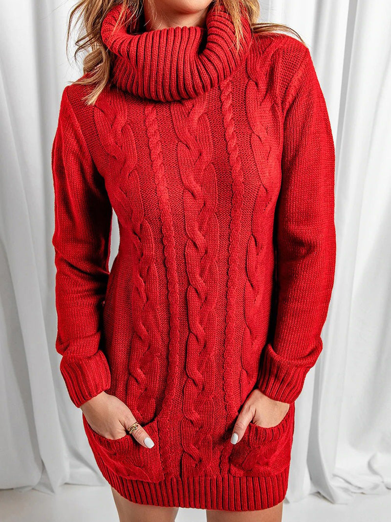 Women's Dresses Turtleneck Pocket Long Sleeve Sweater Dress