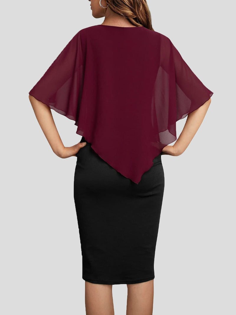 Women's Dresses V-Neck Chiffon Shawl Slim Fit Dress