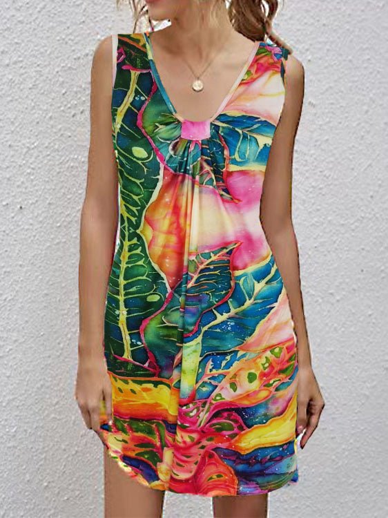 Women's Dresses V-Neck Printed Sleeveless Casual Dress