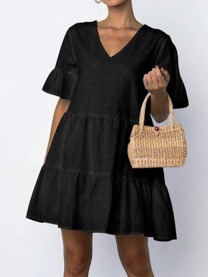 Women's Dresses V-Neck Short Sleeve Ruffle Dress