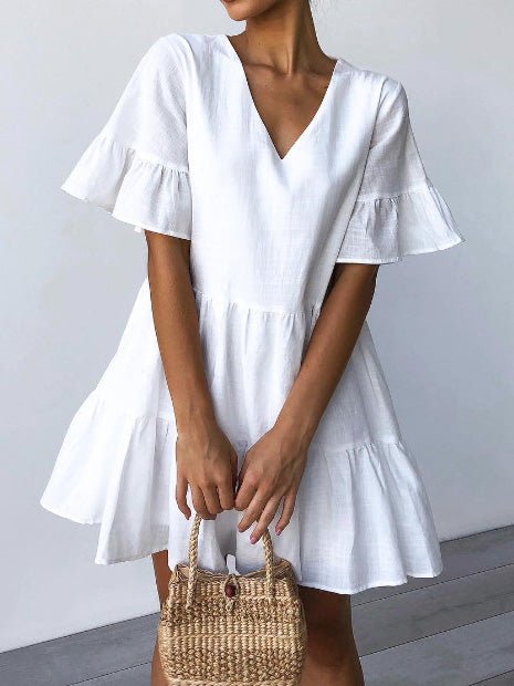 Women's Dresses V-Neck Short Sleeve Ruffle Dress