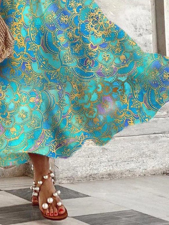 Women's Dresses Vintage Print Halter Neck Sleeveless Dress