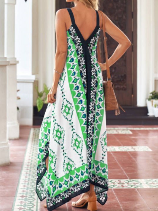 Women's Dresses Vintage Print Sling Irregular Dress