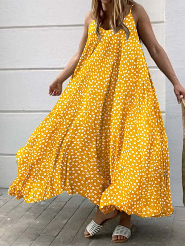 Women's Dresses Vintage Print Sling Sleeveless Dress