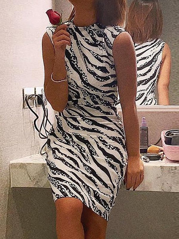 Women's Dresses Zebra Print Sleeveless Slim Fit Dress