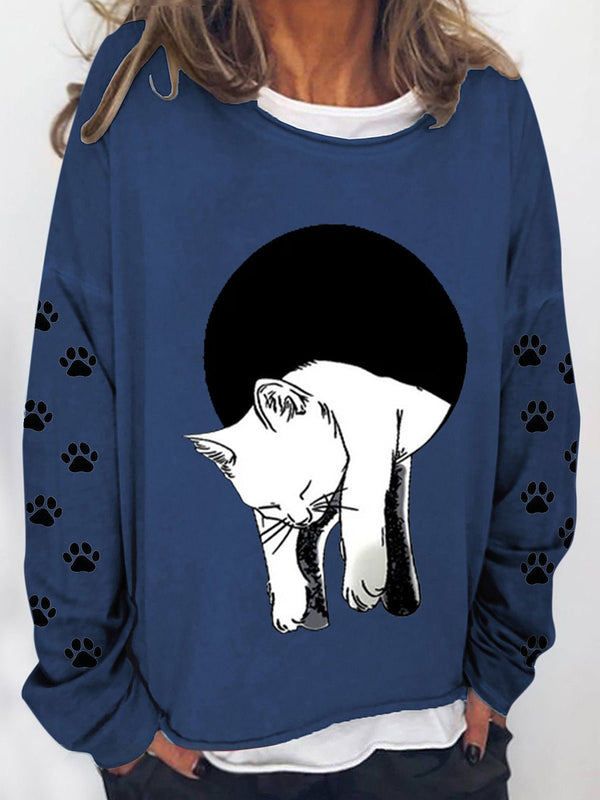 Women's Hoodies Long Sleeve Cat Printed Sweatshirt