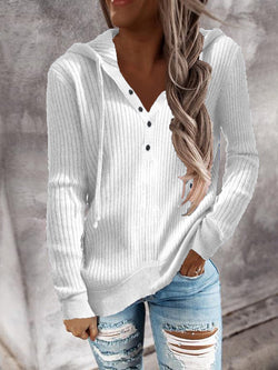 Women’s Hoodies Solid Knitted Stripe Open Collar Hoodie