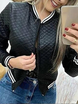 Women's Jackets Fashion Zipper Baseball Jacket