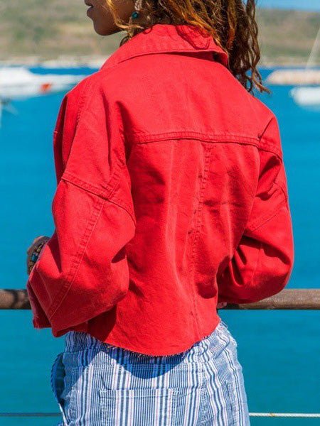 Women's Jackets Lapel Button Long Sleeve Short Jacket