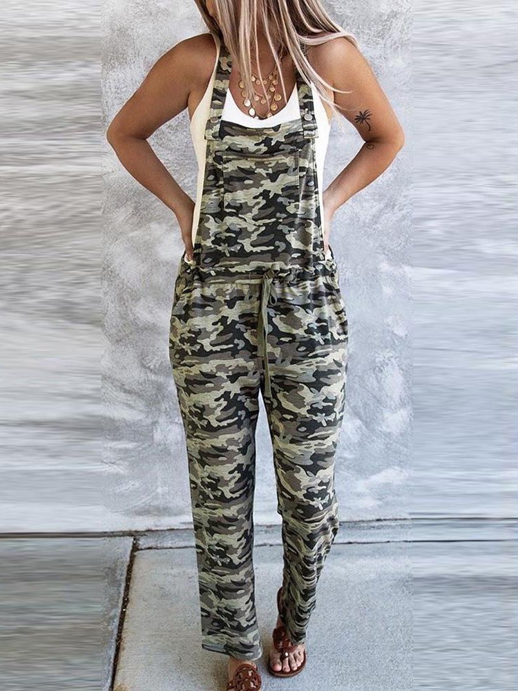 Women's Jumpsuits Camouflage Lace-Up Pocket Casual Jumpsuit