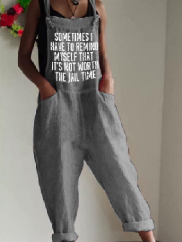 Women's Jumpsuits Casual Print Pocket Sleeveless Jumpsuit