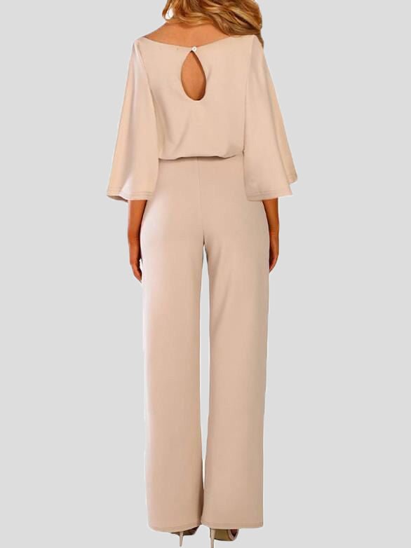 Women's Jumpsuits Casual Solid Belted Long Sleeve Jumpsuit