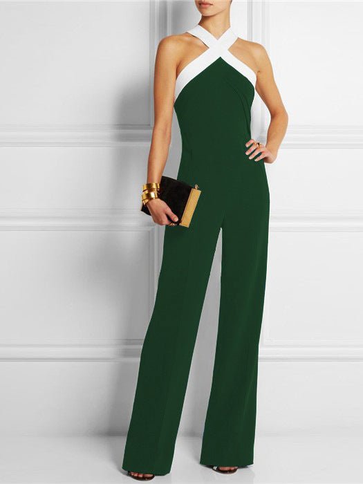 Women's Jumpsuits Crossover Bare Back Sleeveless Jumpsuit