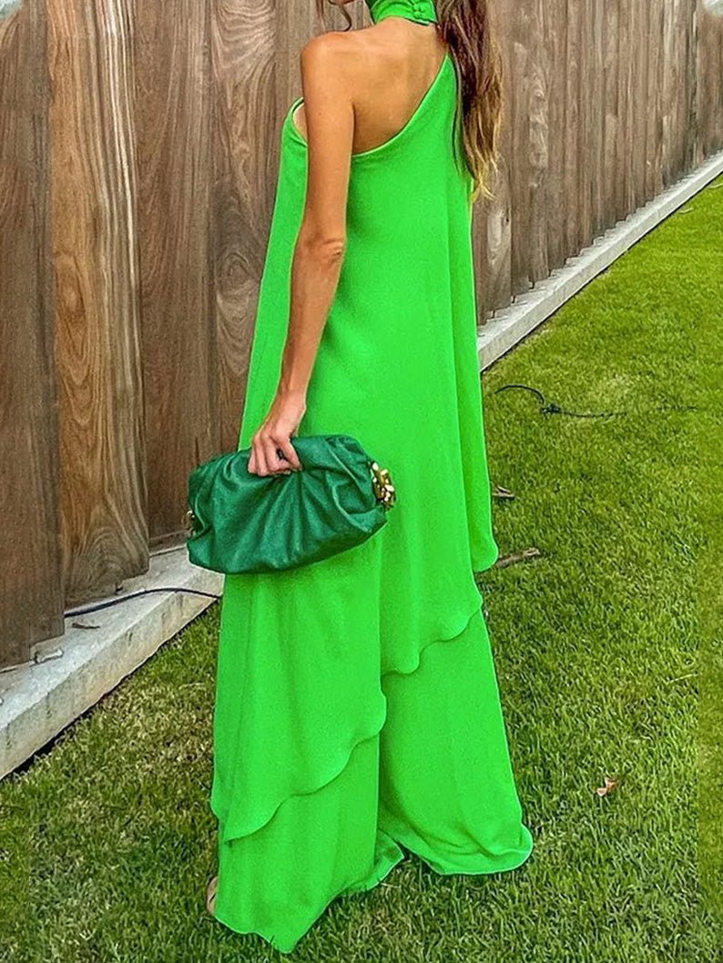 Women's Jumpsuits Loose Halterneck Off-Shoulder Wide-Leg Jumpsuit