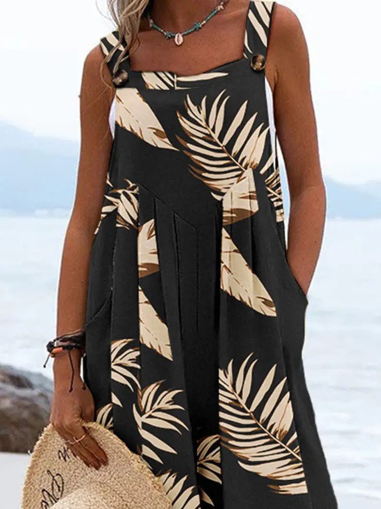 Women's Jumpsuits Loose Print Sling Sleeveless Wide-Leg Jumpsuit