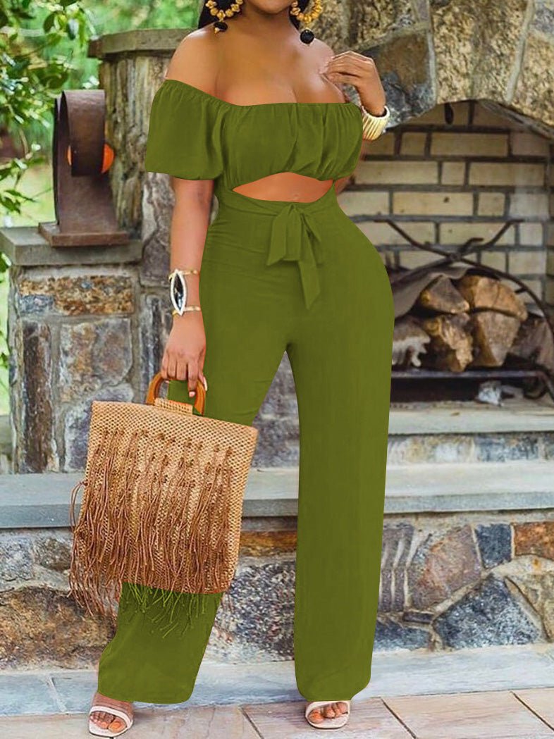 Women's Jumpsuits One-Shoulder Hollow Backless Jumpsuit