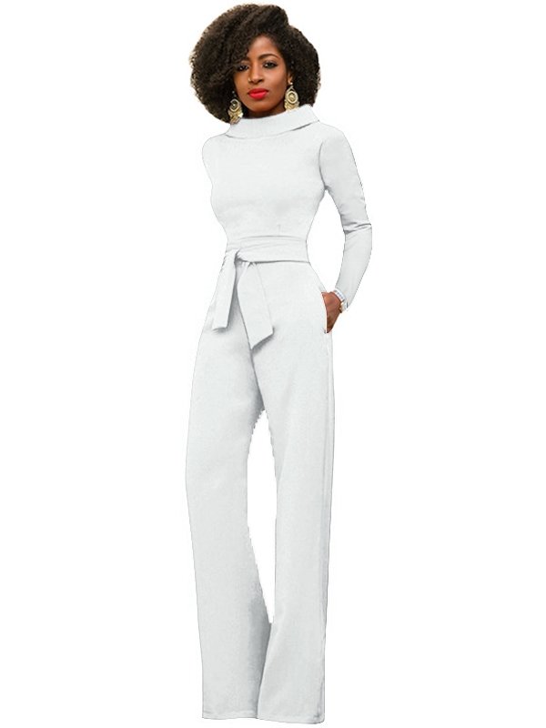 Women's Jumpsuits Solid Fitted Strap Flared Jumpsuit