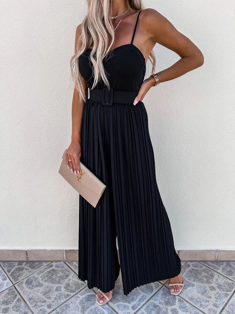 Women's Jumpsuits Suspender Pleated Sleeveless Jumpsuit