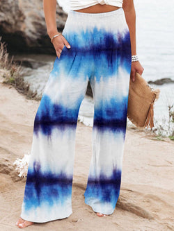 Women's Pants Loose High Waist Tie Dye Print Wide Leg Pants