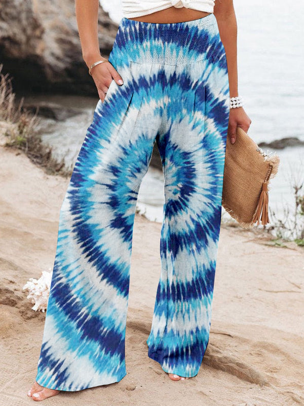 Women's Pants Loose High Waist Tie Dye Print Wide Leg Pants