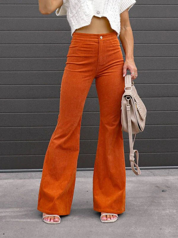 Women's Pants Solid Color Mid Waist Slim Micro Flare Pants