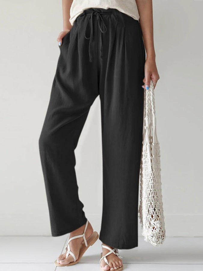 Women's Pants Solid Elastic Waist Wide Leg Pants