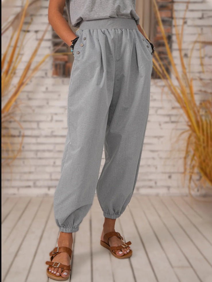 Women's Pants Vintage Pocket Harness Feet Casual Pants