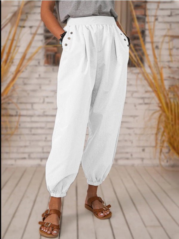 Women's Pants Vintage Pocket Harness Feet Casual Pants