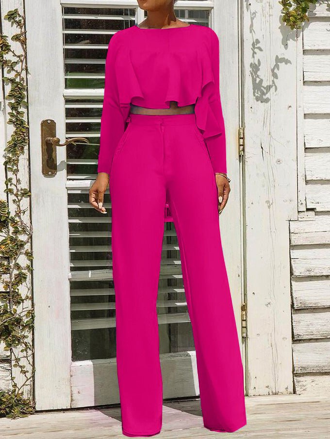 Pink Halter Wrap Top And Palazzo Satin Pants Set – IRHAZ
