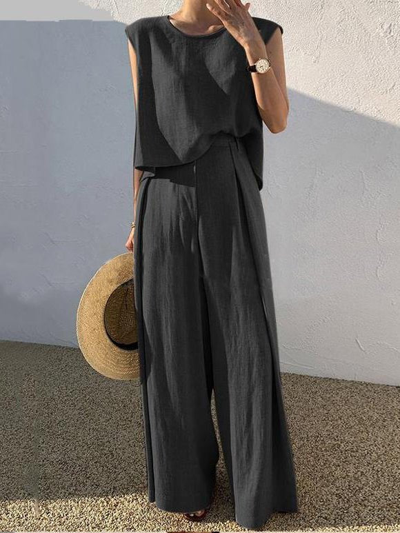 Women's Sets Sleeveless Tank Top & Wide Leg Pants Two-Piece Set