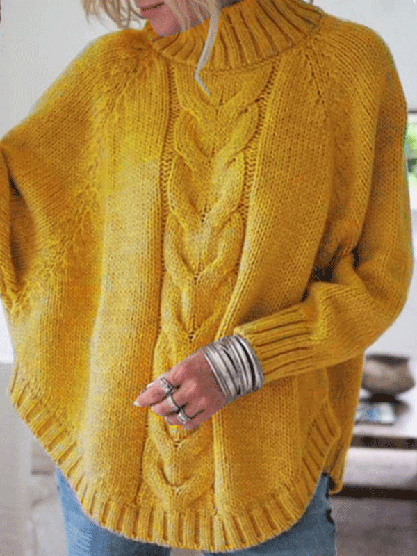 Women's Sweaters Loose High Neck Long Sleeve Sweater