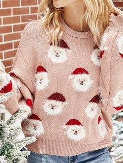 Women's Sweaters Santa Claus Crew Neck Long Sleeve Sweater