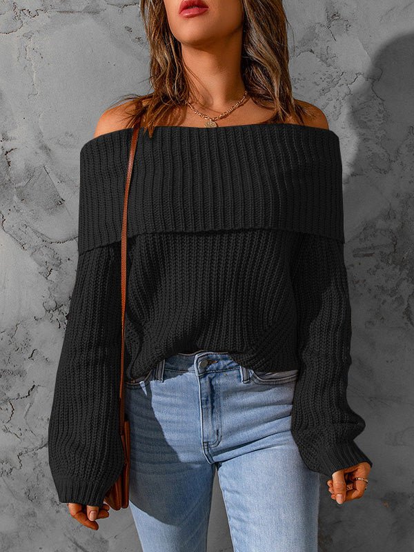 Women's Sweaters Solid One Shoulder Long Sleeve Sweater