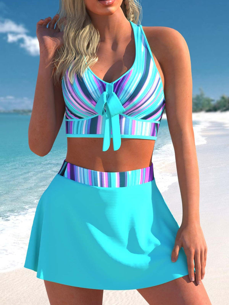 Women's Swimsuit Printed Skirt Two Piece Swimsuit