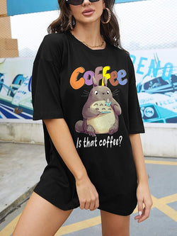 Women's T-Shirts Cute Mid Sleeve Cartoon Printed T-Shirt