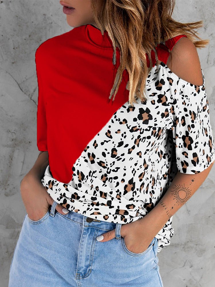 Women's T-Shirts Loose Round Neck Leopard Casual Short Sleeved T-Shirt