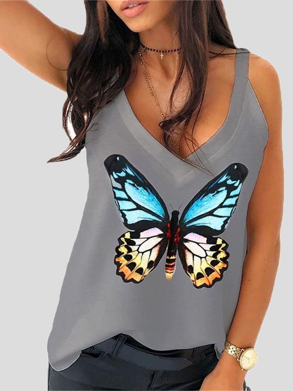Women's Tank Tops Butterfly Print V-Neck Camisole