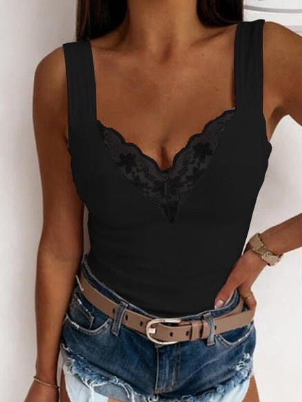 Women's Tank Tops Casual Lace V-Neck Sleeveless Tank Top