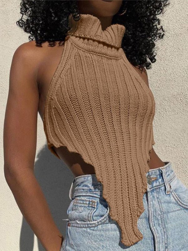 Women's Tank Tops  Knitted Solid Sleeveless Tank Top