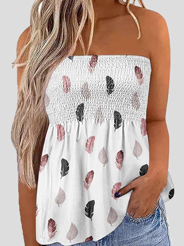 Women's Tank Tops Printed Stretch Crinkled Sleeveless Tank Top